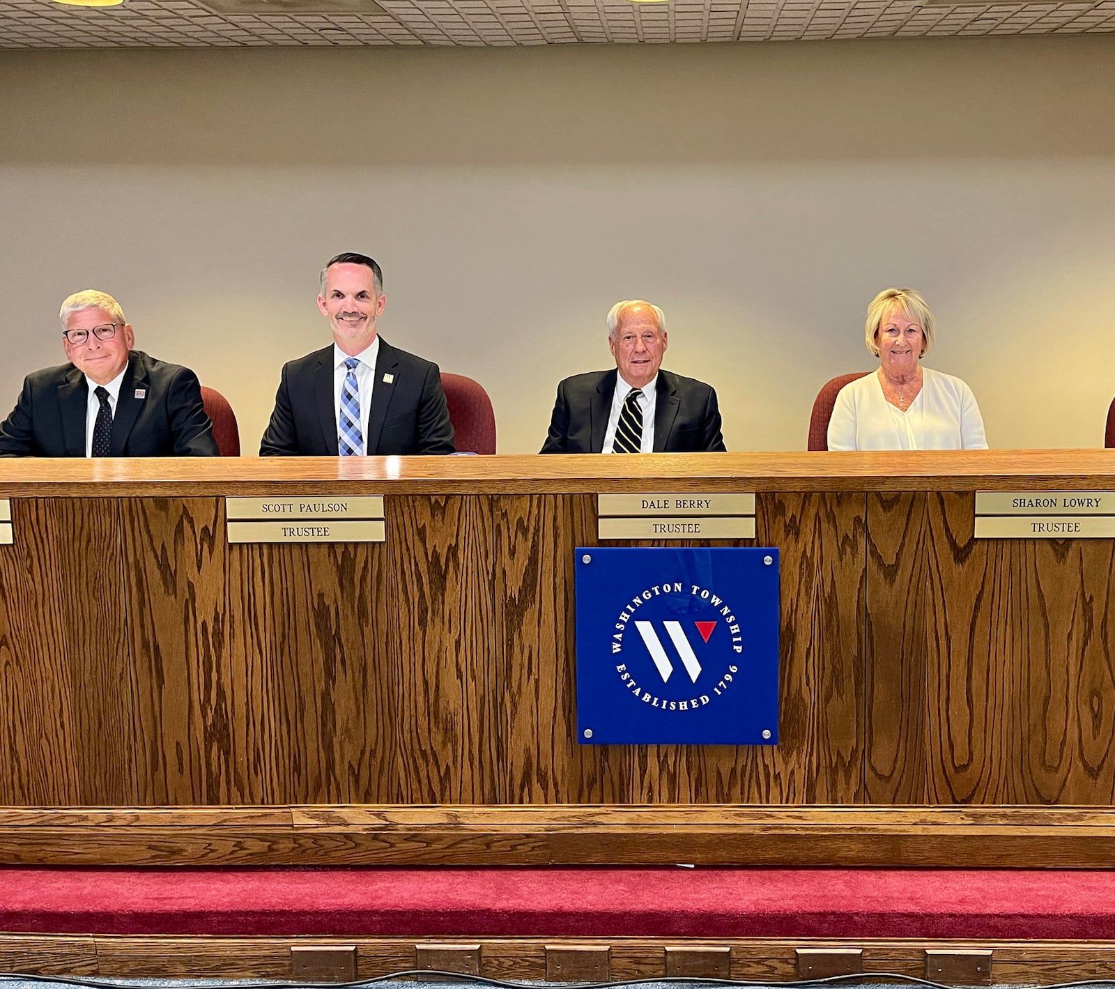 Dale Berry with his fellow Washington Twp. trustees. L-R Gary Smiga, Scott Paulson, Berry and Sharon Lowry. CONTRIBUTED