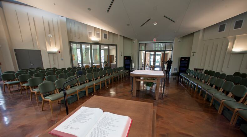 The St. John Bosco Chapel, home of Catholic Campus Ministry at Wright State University, has won a design award from the AIA Ohio, the state unit of the American Institute of Architects. TY GREENLEES / STAFF