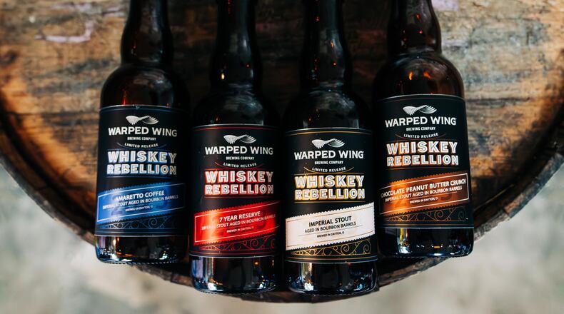 Warped Wing Brewing Company is celebrating the release of its annual Whiskey Rebellion Stout aged in Bourbon Barrels on Saturday, Dec. 2 with festivities kicking off at 11 a.m. in its Dayton taproom. CONTRIBUTED PHOTO