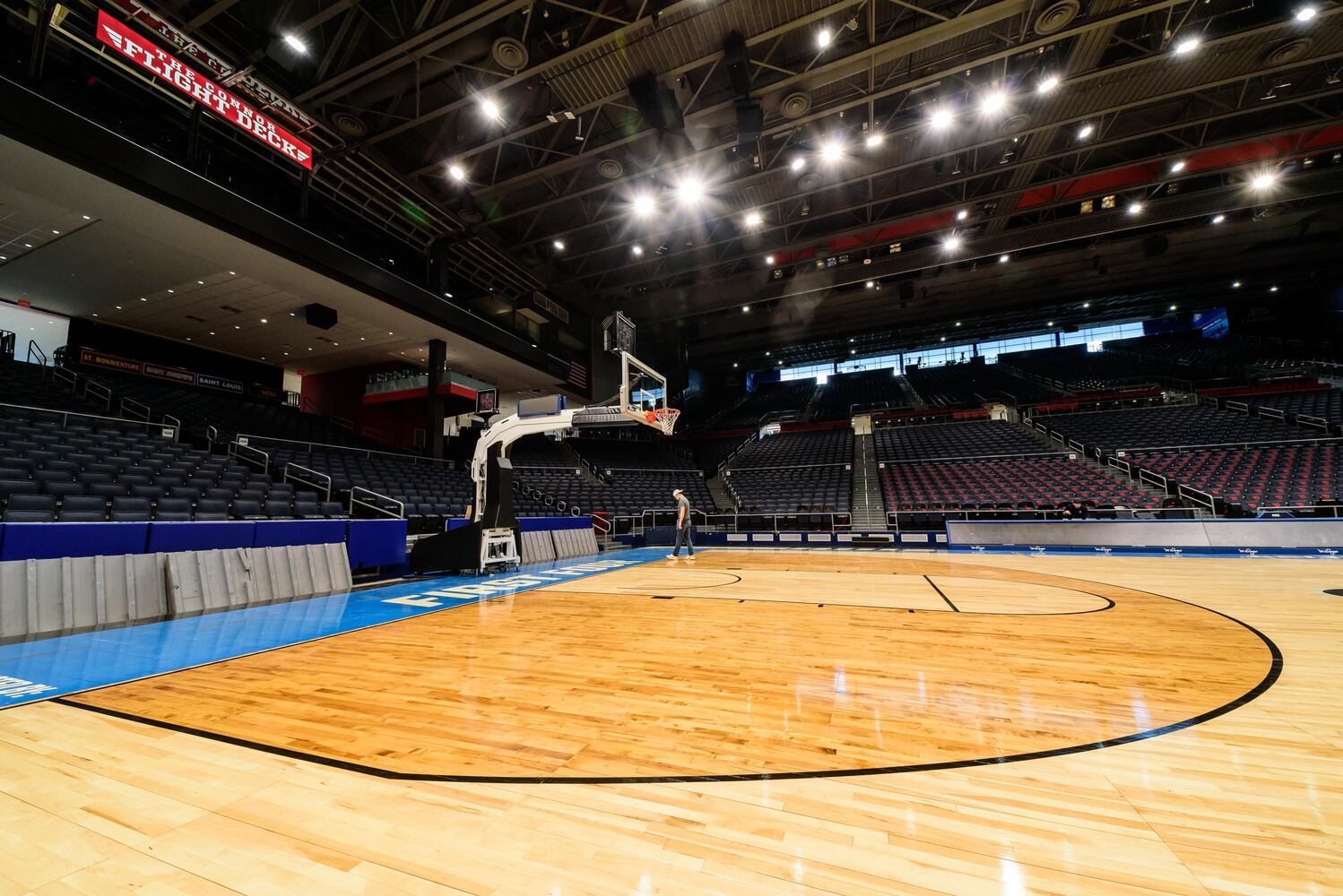 PHOTOS: NCAA First Four basketball court installation at UD Arena