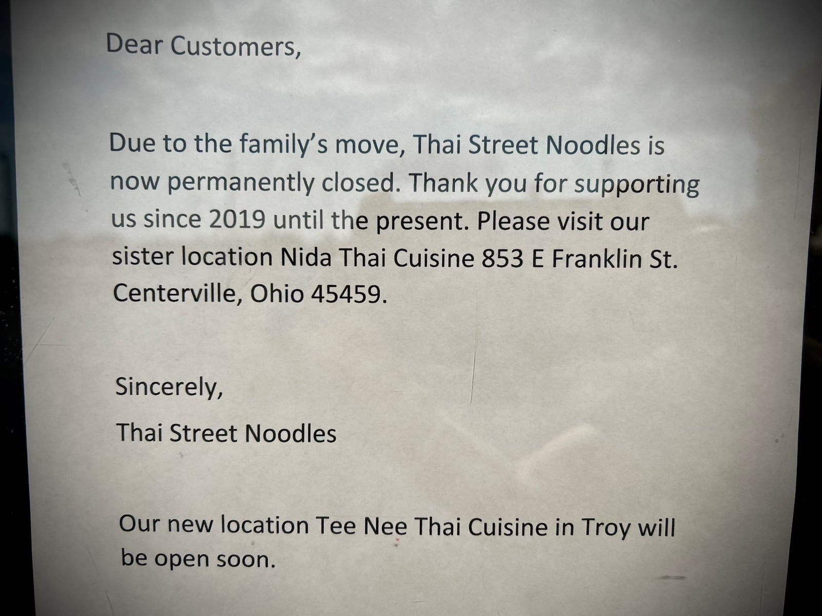 Thai Street Noodles has closed at 5844 Bigger Road in Kettering. NATALIE JONES/STAFF