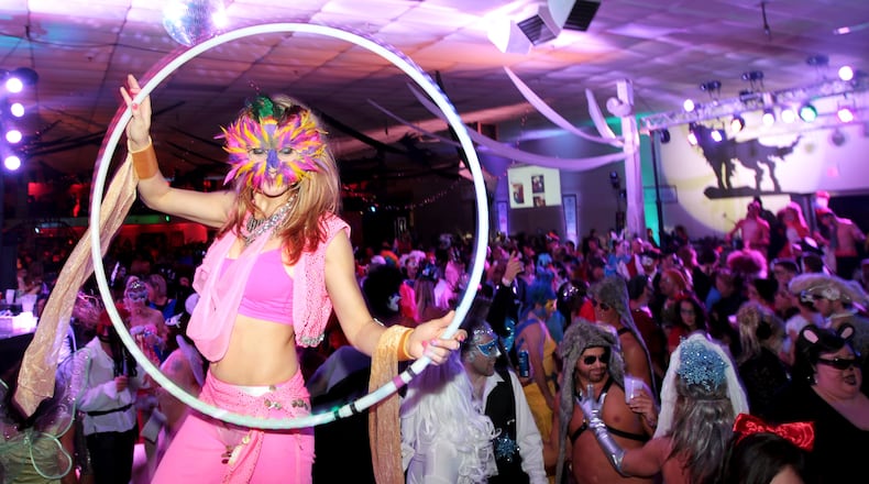 Jaris Morrison, a member of The Amazing Giants, performs during the 2013 ARC Masquerage at the Montgomery County Fairgrounds in Dayton Saturday, Oct. 19, 2013. NICK DAGGY / STAFF