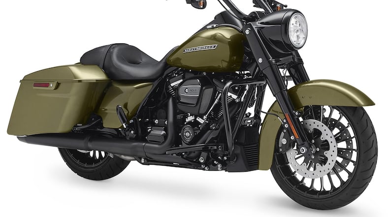 Swapping out chrome for black on its most popular model, the new Road King Special motorcycle moves Harley-Davidson s touring line in a new styling direction, with a more contemporary look. Photo by Harley-Davidson
