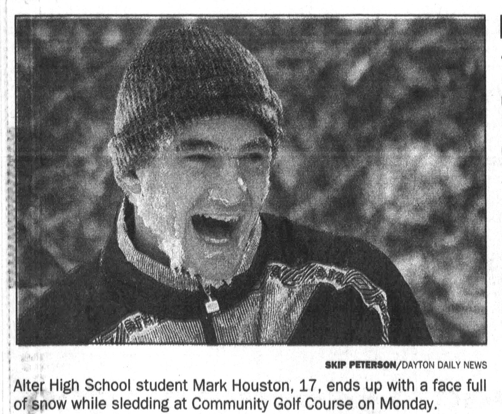 Alter High School student Mark Houston during the brutal winter storm of January, 1994. DAYTON DAILY NEWS ARCHIVES
