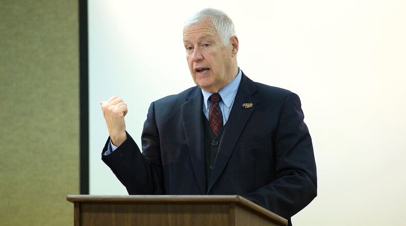 OHSAA Commissioner Dr. Dan Ross addresses Ohio Prep Sportswriter Association members at Columbus on Tuesday, April 17, 2018. CONTRIBUTED PHOTO