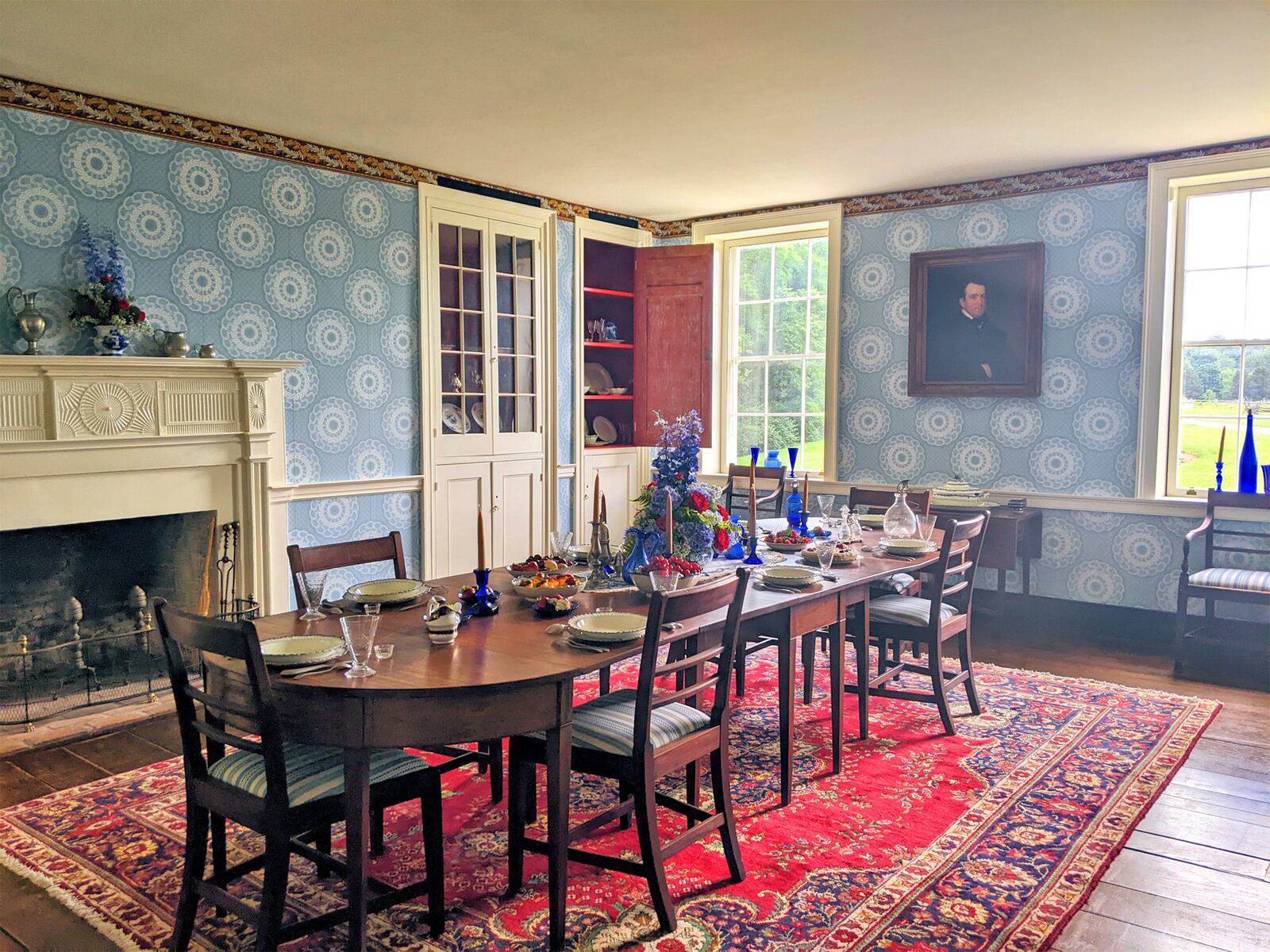 Bledsoe worked in the restoration of the Jonston Farm in Piqua. Her grandmother was a Johnston and her family shares an ancestor with Col John Johnston. Materials she used in this dining room were historically accurate.