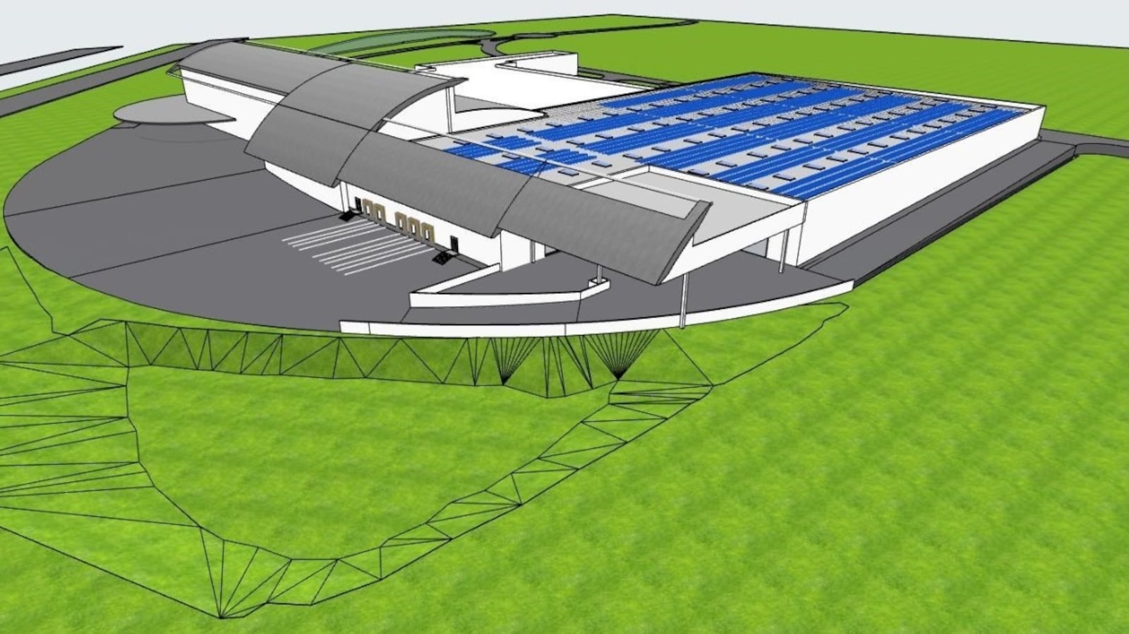 A rendering of the 177,000-square-foot expansion of the Modula USA building in Franklin. CONTRIBUTED