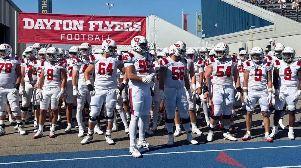 Dayton waits to take the field before a game against Stetson on Saturday, Sept. 27, 2025, at Welcome Stadium. David Jablonski/Staff