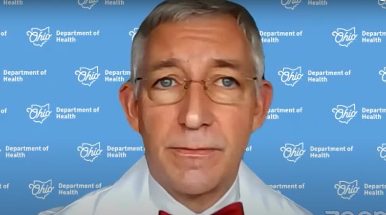 Dr.  Bruce Vanderhoff, director of the Ohio Department of Health, provides an update on the respiratory illnesses circulating in the state during a press conference on Dec. 12, 2023. COURTESY