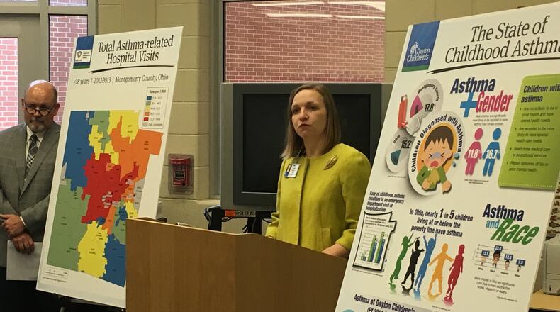 The Obamacare replacement bill that passed through committee would eliminate the Prevention and Public Health Fund, a program that provides almost $1 billion annually to the Centers for Disease Control and Prevention. That fund gave $22.9 million to Ohio in fiscal year 2016. Here, Jessica Saunders, director of the Center for Child Health and Wellness at Dayton Children’s Hospital, discussed one of the local prevention efforts: the new Dayton Asthma Alliance, aimed at lowering rates of childhood asthma. JEREMY P. KELLEY / STAFF