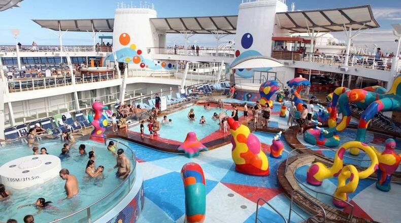 Royal Caribbean International’s Oasis of the Seas’ H2O Kid’s Zone swimming pools and activity area. The ship is the first in the line’s fleet to get lifeguards this February. (Tim Aylen/TNS)