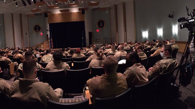 About 120 Wright-Patterson Air Force Base Airmen are being deployed to a coronavirus mass vaccination clinic in Detroit on Friday, March 19, 2021. STAFF / BONNIE MEIBERS