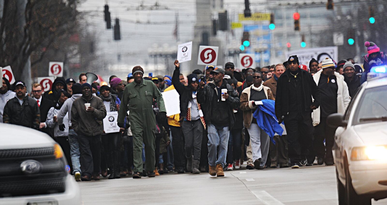 Thousands take part in Dayton’s MLK Day march. Photo by Marshall Gorby