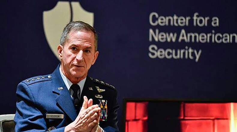 Air Force Chief of Staff Gen. David L. Goldfein during an appearance Jan. 27 at the Center for a New American Security, emphasizes the importance of a strong presence in space and the need to harness data. Both, he said, are central to ensuring that the Air Force is able to meet and prevail against modern-day threats. (U.S. Air Force photo/Eric Dietrich)