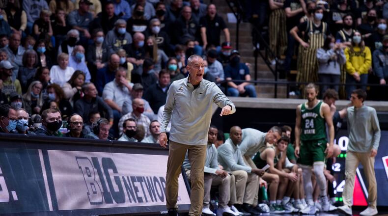 Wright State coach Scott Nagy on the sidelines during a game at Purdue on Nov., 16, 2021. Joe Craven/Wright State Athletics