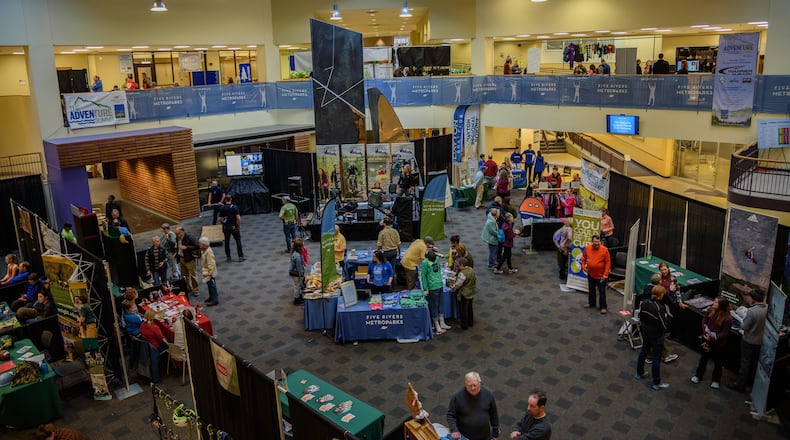 The biennial Adventure Summit is sponsored by Five Rivers MetroParks at the Wright State University student union. With presentations, demonstrations and competitions, the Adventure Summit will supply information and inspiration to outdoor adventure seekers of all ages and ability levels. TOM GILLIAM / STAFF