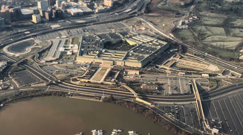 The Pentagon is seen in this aerial view in Washington, Jan. 26, 2020. (AP Photo/Pablo Martinez Monsivais, File)