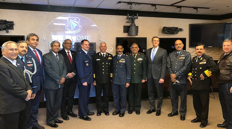 Air Force Security Assistance and Cooperation Directorate and the Air Force Research Laboratory at Wright-Patterson Air Force host senior officials of the Indian Armed Forces and government. The recent meeting included a tour of research facilities and discussions on potential collaboration. (Courtesy photo)