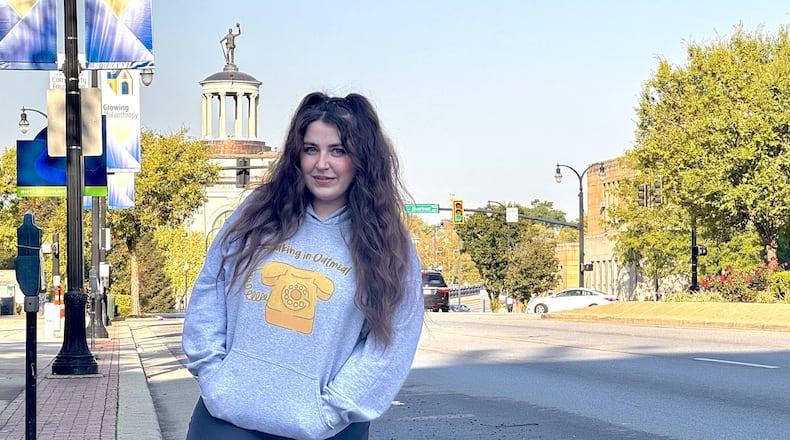 Logen Thompson-Carney, 27, of Hamilton is better known as the TikTok Prank Girl or her social media handle @soakinginoatmeal. MICHAEL D. PITMAN/STAFF