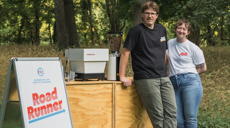 Road Runner is a mobile espresso bar serving coffee and tea. Pictured are owners Adam and Kay Lowe (CONTRIBUTED PHOTO).