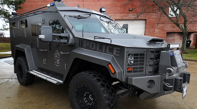The Kettering Regional SWAT team, which serves several south suburb communities, bought an armored vehicle last year for $286,292. The vehicle’s cost was split per capita by cities of the Miami Valley Communications Council. MARSHALL GORBY\STAFF