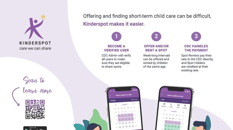 The Air Force Installation and Mission Support Center is testing a mobile app designed to centralize and streamline the subletting of short-term slots at military child development centers this summer. (Courtesy graphic)