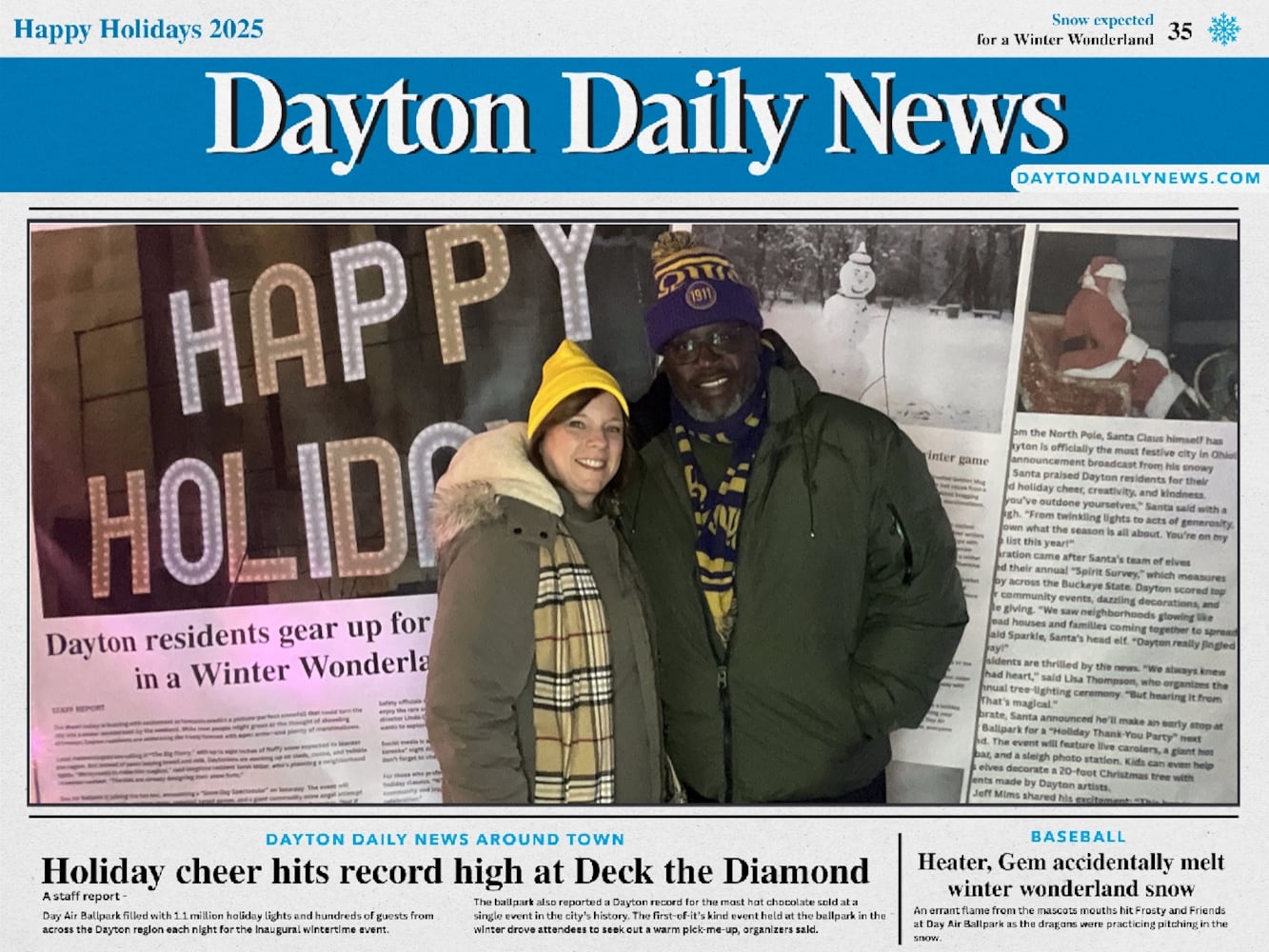 "Front Page News" photo booth photos from Deck the Diamond