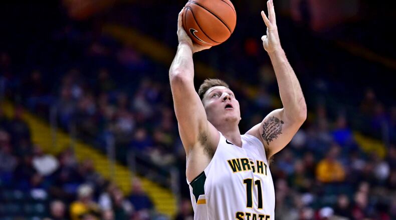 Loudon Love scored 21 points and grabbed 12 rebounds Thursday in the Raiders’ 56-54 win over visiting Milwaukee at the Nutter Center. Joseph Craven/CONTRIBUTED