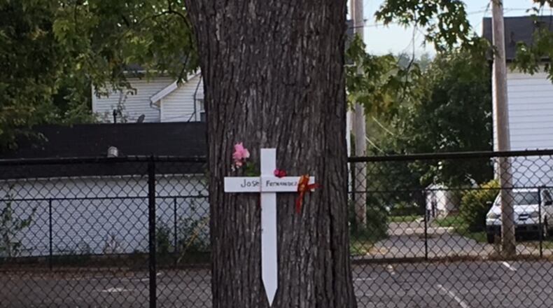A cross was placed as a memorial near the site in Miamisburg where Joseph Fernandez was killed Friday night when he was struck by a train in Miamisburg. CONTRIBUTED PHOTO