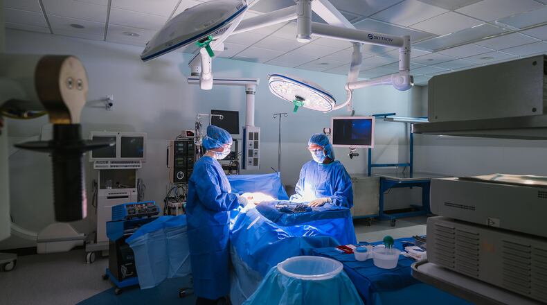 Sinclair Community College students inside a simulation lab at the Ned J. Sifferlen Health Sciences Center at the Dayton campus. Courtesy of Sinclair Community College.
