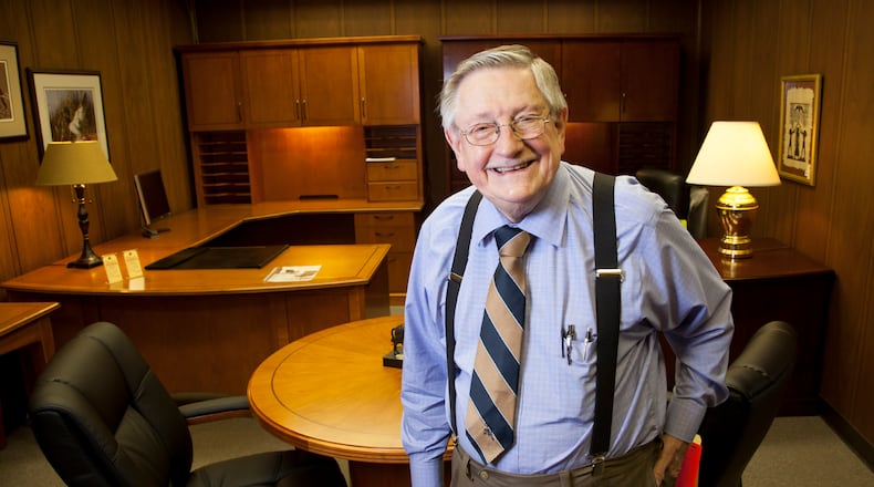 Charles E. Larrick in his office furniture warehouse with Uniques Unlimited in Kettering in 2014. TY GREENLEES / STAFF