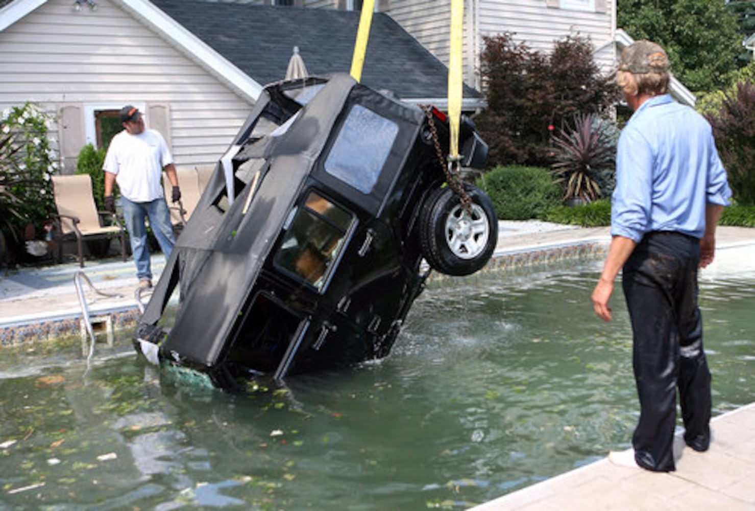 Jeep driven into pool