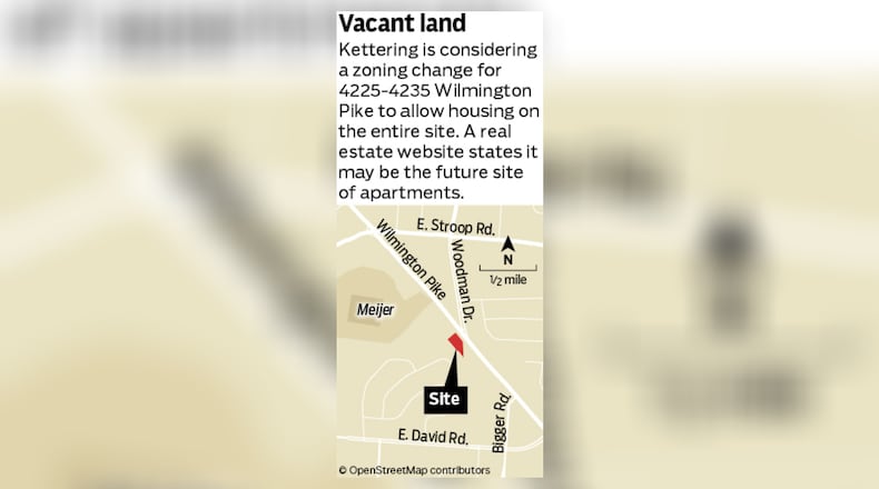 A proposed land use change for a vacant site near a busy Kettering commercial strip would allow new housing, which aligns with the city’s plans. STAFF