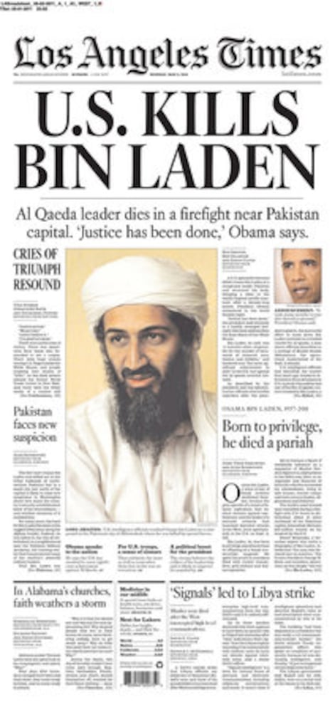 Newspapers report Osama bin Laden's death