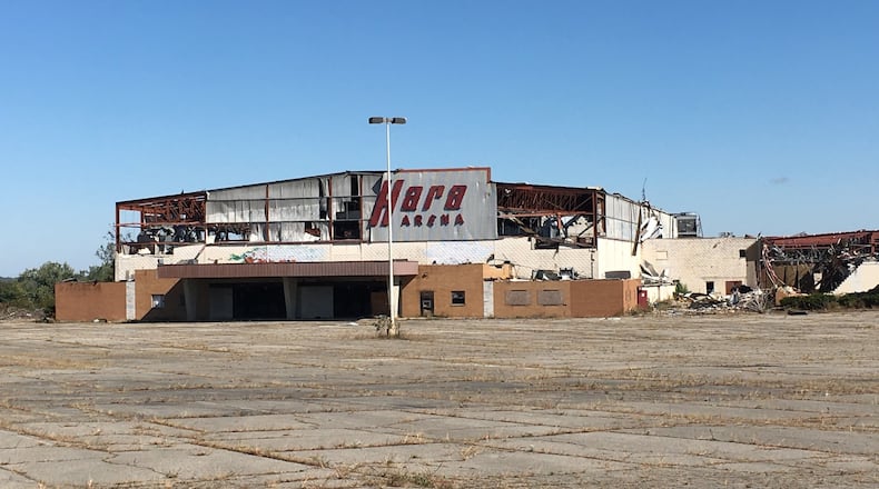 The property at Hara Arena, which was razed and removed after being destroyed by tornadoes on Memorial Day 2019, sits within the boundaries of both Harrison Twp. and the city of Trotwood. The two public entities disagree over a proposed state mental health facility at the site. STAFF