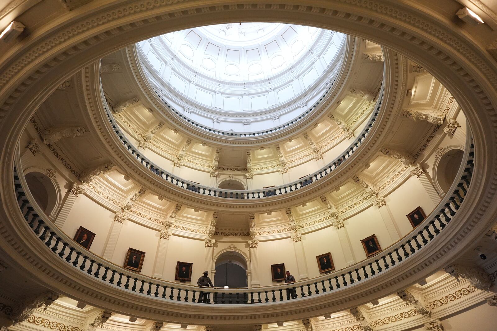 FILE - State troopers keep watch over the Rotunda at the Texas Capitol, July 21, 2025, in Austin. (AP Photo/Eric Gay, file)