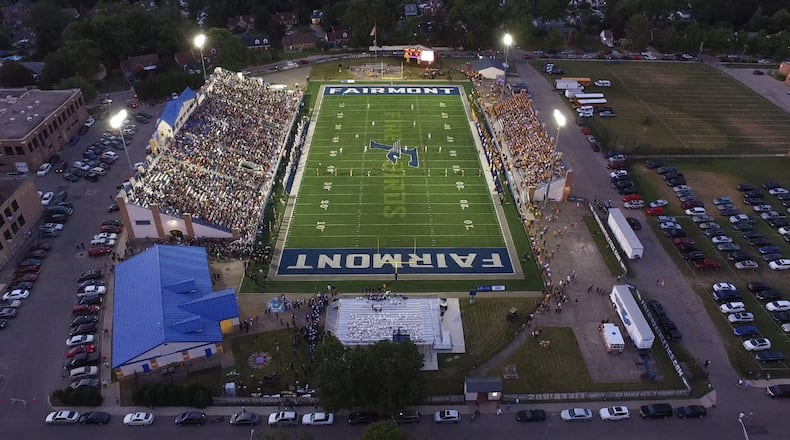 Kettering Fairmont High School's Roush Stadium aerial view. STAFF FILE