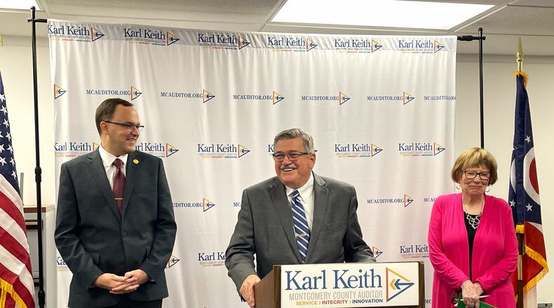 Montgomery County Treasurer John McManus, Auditor Karl Keith and Commission President Judy Dodge discuss proposals for statewide approaches to property tax relief.