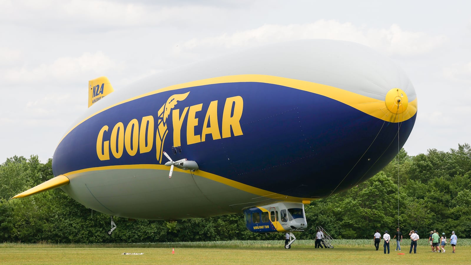 A Goodyear Blimp arrived at WACO Air Museum in Troy on Friday, June 20 ahead of participating in the CenterPoint Energy Dayton Air Show on Friday, June 20. BRYANT BILLING / STAFF