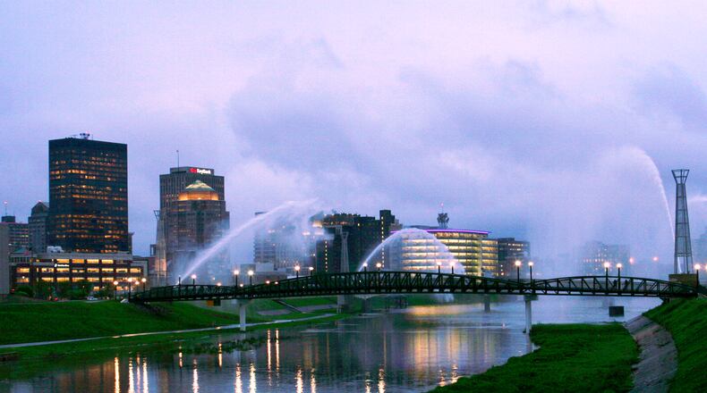 The downtown Dayton skyline photographed from Deeds Point is a great location for photography.