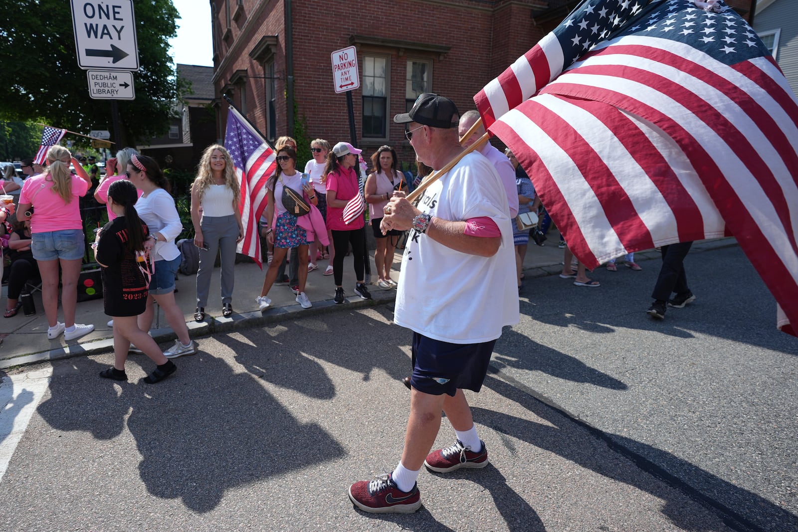 Supporters of Karen Read gather prior to the day's session outside Norfolk Superior Court, Thursday, June 12, 2025, in Dedham, Mass. (AP Photo/Charles Krupa)
