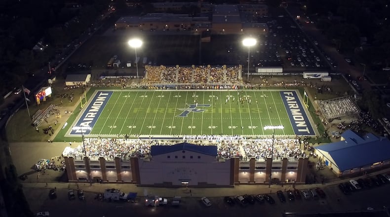 Aerial view Fairmont v Alter football season opener