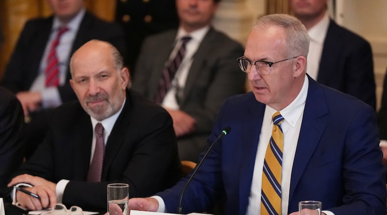 Commissioner of the Southeastern Conference Greg Sankey speaks during a roundtable discussion on college sports in the East Room of the White House, Friday, March 6, 2026, in Washington. (AP Photo/Julia Demaree Nikhinson)