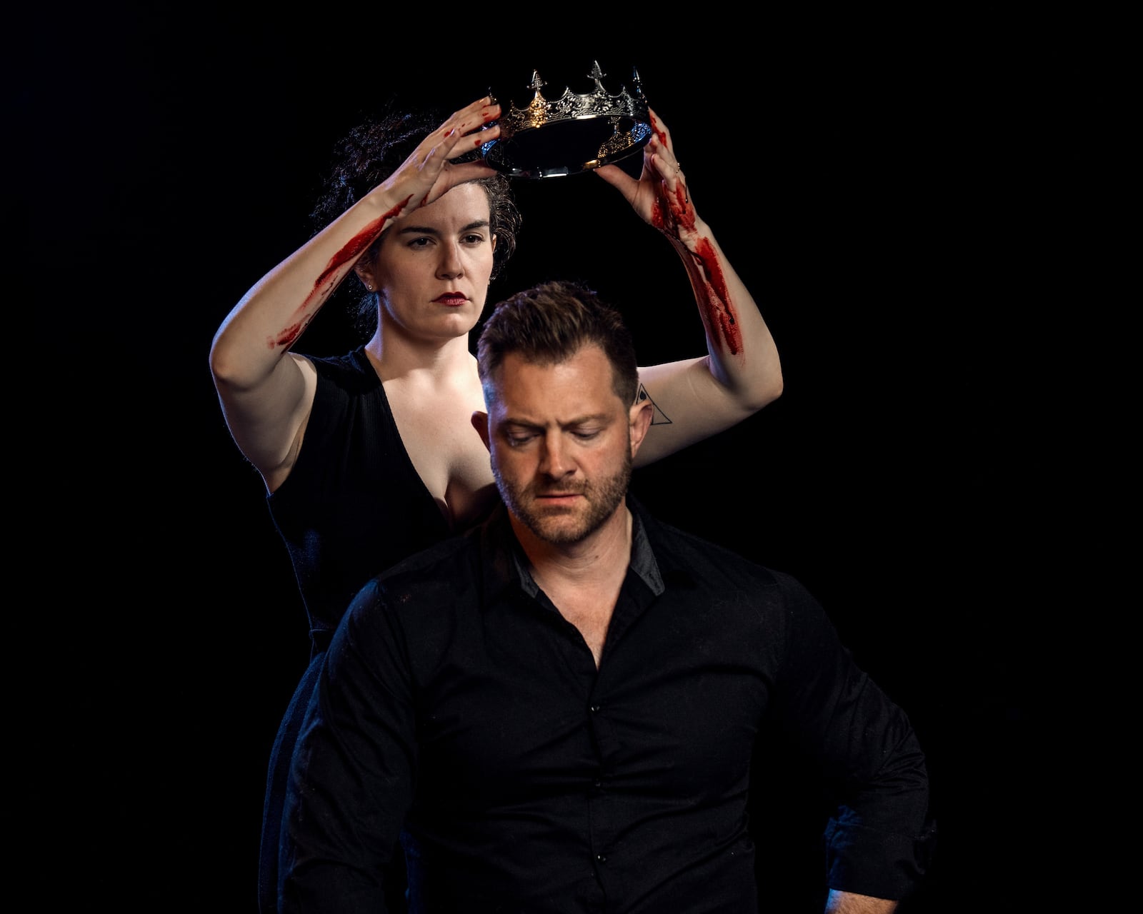 Bess Kaye (Lady Macbeth) and Andrew Mitakides (Macbeth) of Gem City Groundlings. The theater troupe will present "Macbeth" June 19-28. Photo by Matt Silver