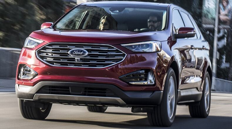 The 2019 Edge SUV lineup is Ford’s smartest ever, offering more standard driver-assist technology and introducing to the segment new available technologies such as Post-Collision Braking, Evasive Steering Assist and Adaptive Cruise Control with Stop-and-Go and Lane Centering. Ford photo