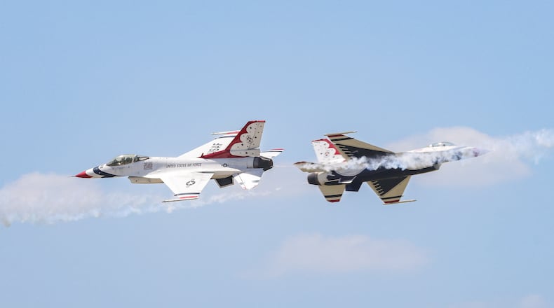 The United States Air Force Thunderbirds performed for the second time this weekend at the CenterPoint Energy Dayton Air Show on Sunday, June 22. BRYANT BILLING / STAFF