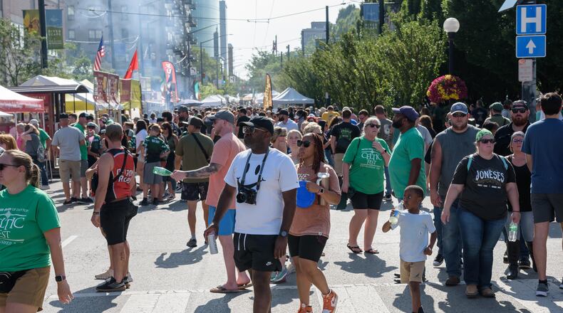 The Dayton Celtic Festival happened at RiverScape MetroPark in downtown Dayton from Friday, July 26 to Sunday, July 28, 2024. Hosted by the United Irish of Dayton in partnership with Five Rivers MetroParks, the free festival featured bands, dance troupes, cultural exhibits, food, vendors, Irish Wolfhounds and more. Canada-based fiddle and step-dance family group The Fitzgeralds and Columbus-based Americana/Irish/Bluegrass quartet The Pints are the featured performers in this gallery. Here are scenes from Saturday. TOM GILLIAM / CONTRIBUTING PHOTOGRAPHER
