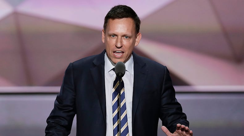 Entrepreneur Peter Thiel speaks during the final day of the Republican National Convention in Cleveland, Thursday, July 21, 2016. (AP Photo/J. Scott Applewhite)