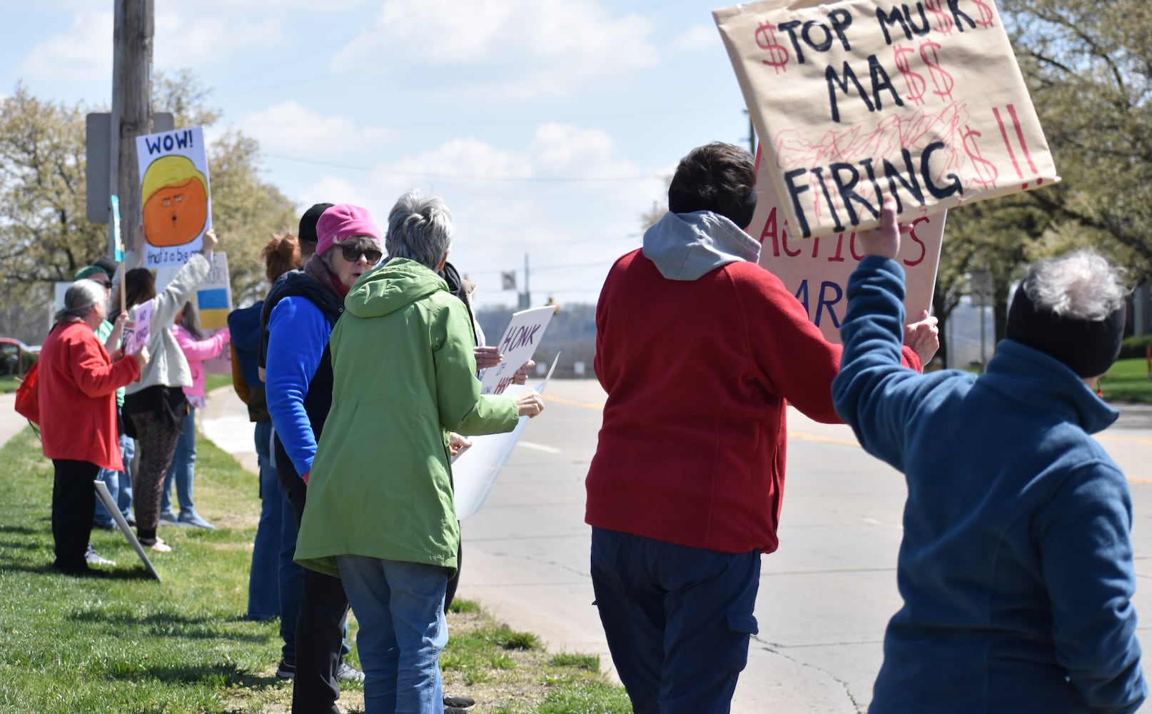 Anti-Musk protest at Tesla facility in Moraine, Ohio April 12, 2025