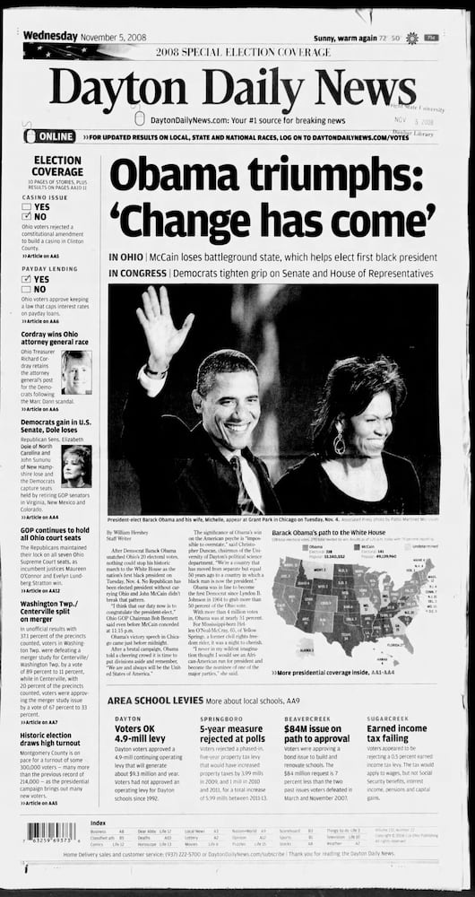 Election results front pages